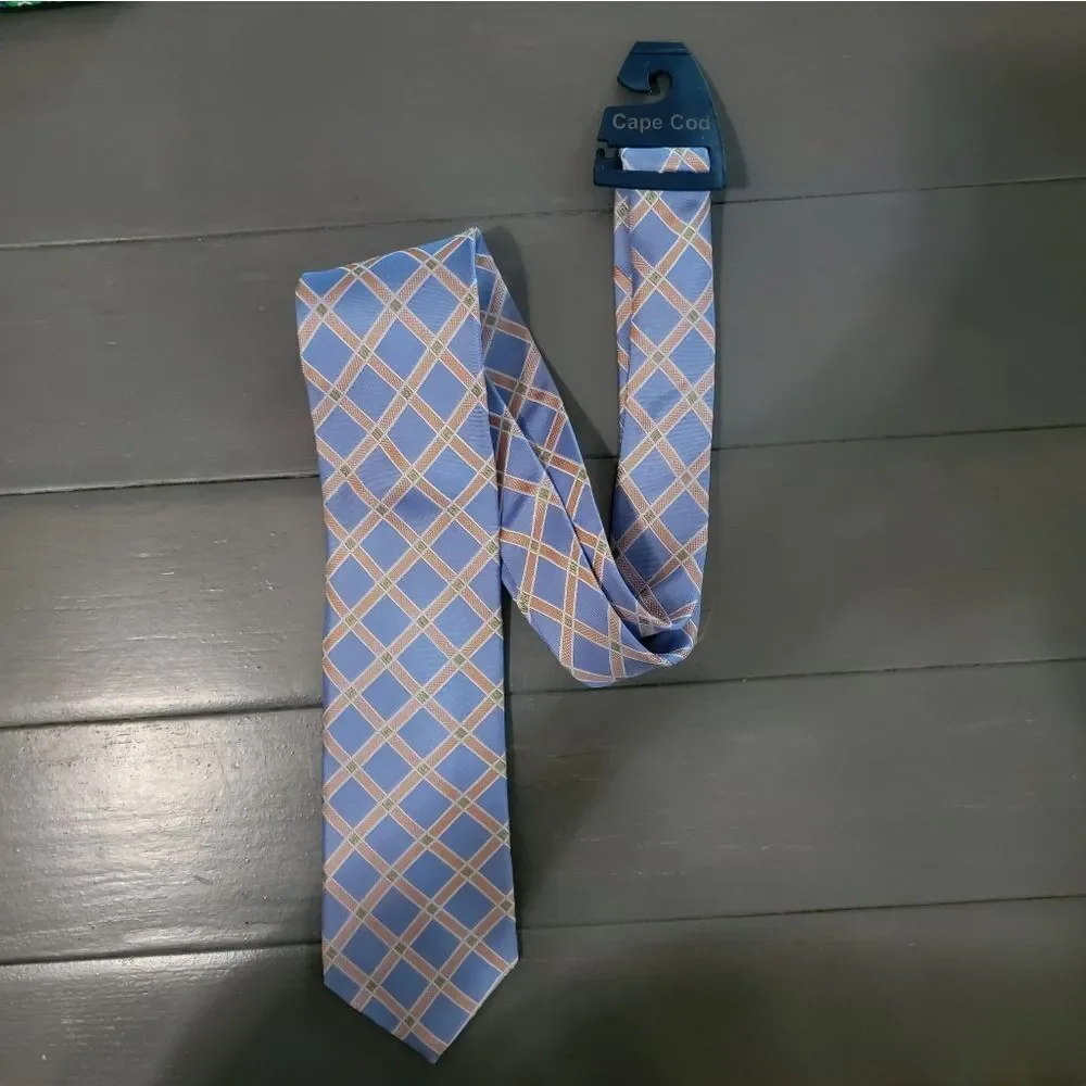 CAPE COD Neckwear Men's Blue Tie with Multicolor diamond Pattern